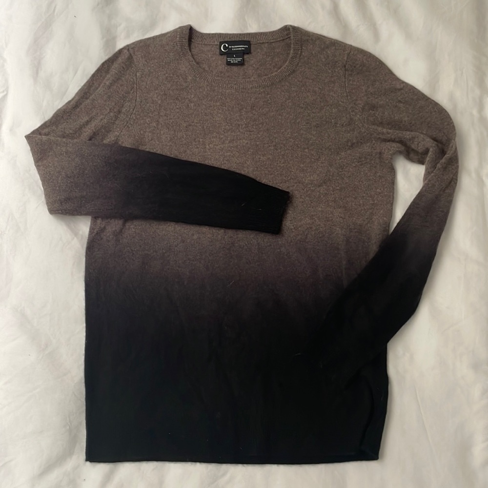Cashmere Brown Black Gradient Bloomingdales Crew Neck Sweater